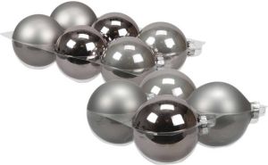 Merkloos 20x stuks glazen kerstballen titanium grijs 8 en 10 cm mat glans Kerstbal