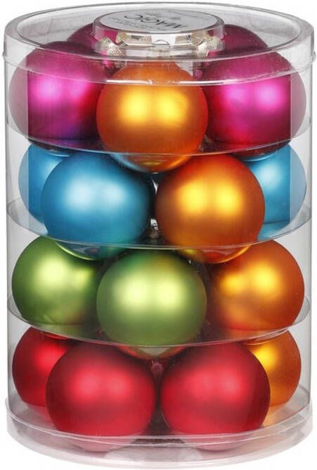 Merkloos 20x stuks kerstballen van glas gekleurd 6 cm Kerstbal