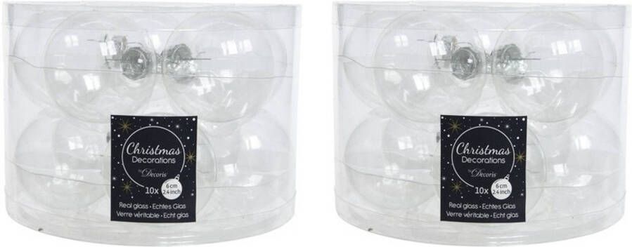 Merkloos 20x Transparante kerstversiering kerstballen glas 6 cm Kerstbal