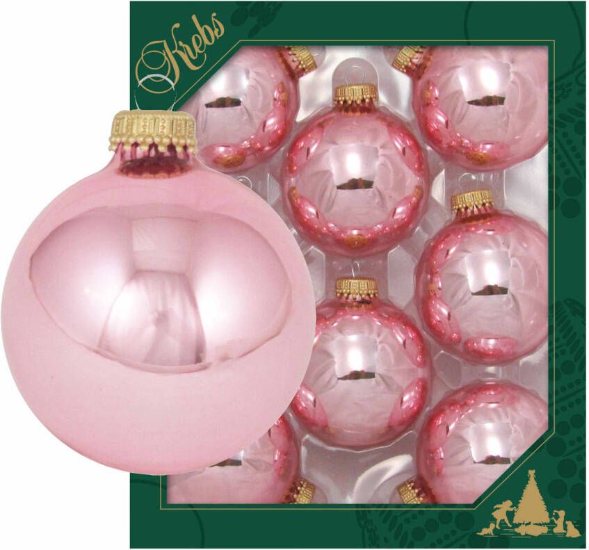 Merkloos 24x Pink blush lichtroze glazen kerstballen glans 7 cm kerstboomversiering Kerstbal