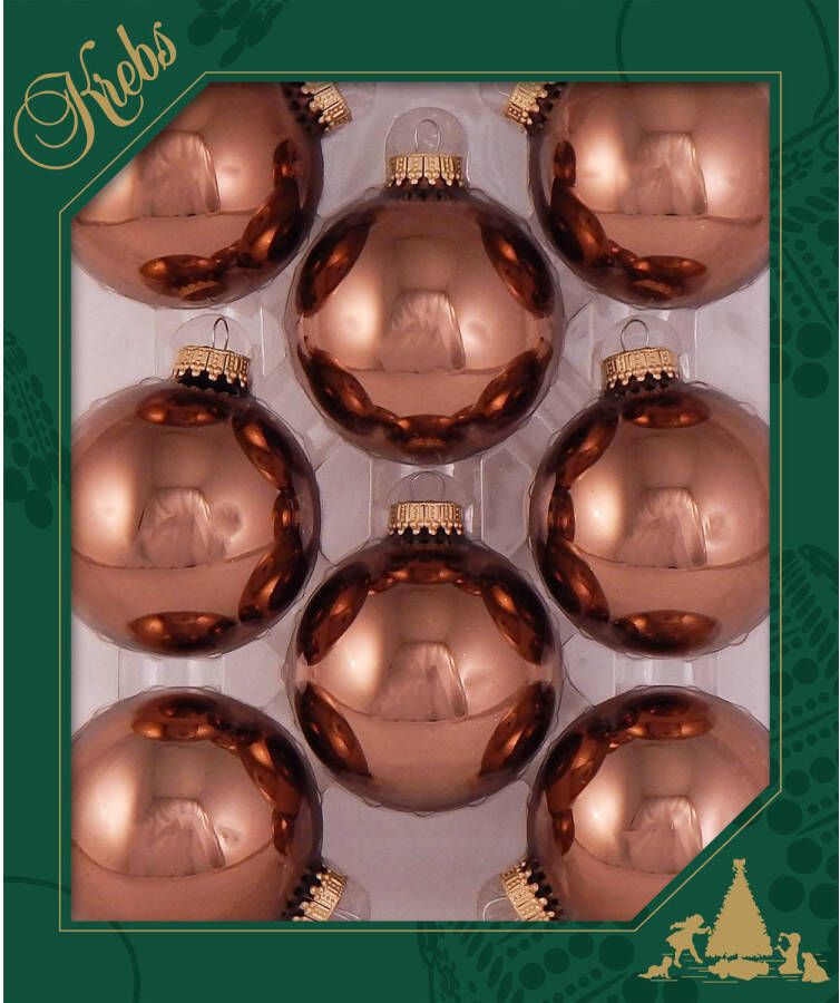 Merkloos 24x stuks glazen kerstballen 7 cm acacia bruin Kerstbal