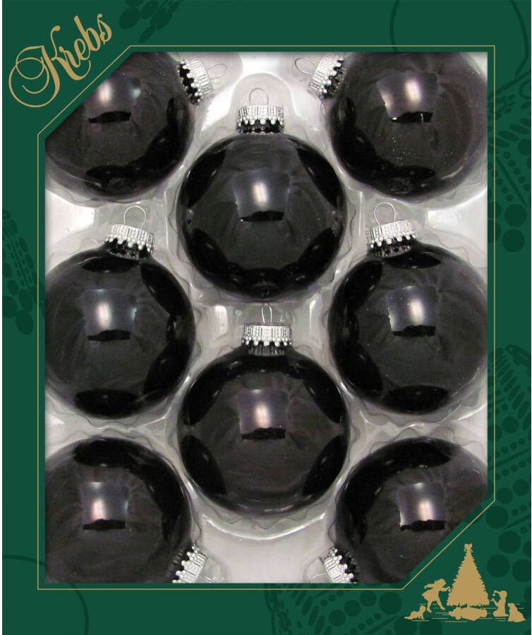 Merkloos 24x stuks glazen kerstballen 7 cm ebony zwart glans Kerstbal