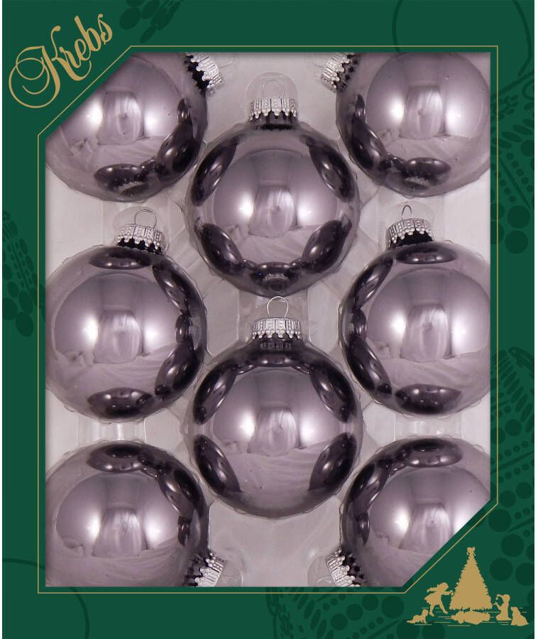 Merkloos 24x stuks glazen kerstballen 7 cm ijzerts grijs paars glans Kerstbal