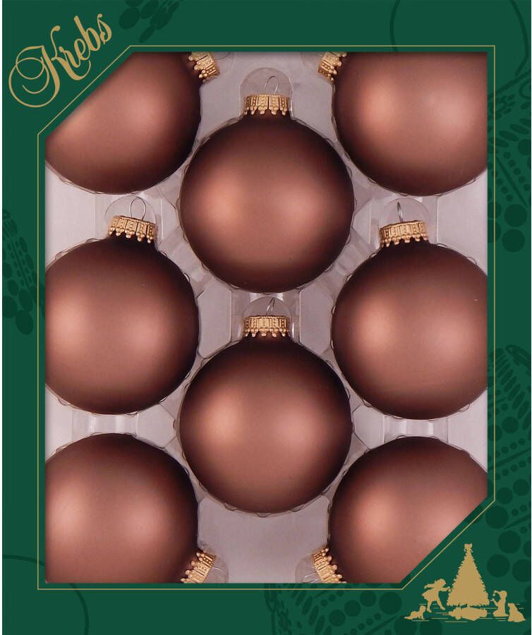 Merkloos 24x stuks glazen kerstballen 7 cm kokosnoot bruin Kerstbal