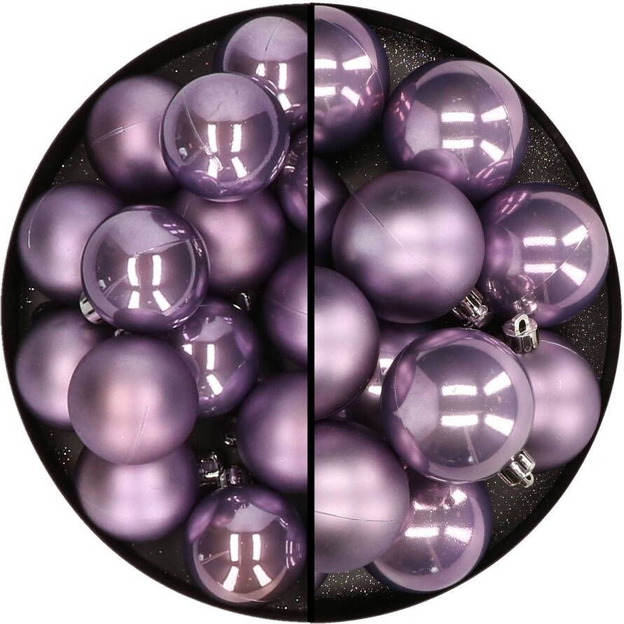 Merkloos 28x stuks kunststof kerstballen lichtpaars 4 en 6 cm Kerstbal