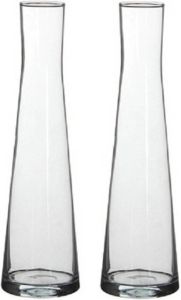Mica Decorations 2x Uitlopende transparante vaas vazen Ixia 30 x 4 5 cm Home Deco vazen Woonaccessoires 2 stuks Vazen