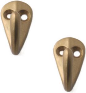 Merkloos 2x Luxe kapstokhaken jashaken kapstokhaakjes aluminium bronskleurig enkele haak 3 6 x 1 9 cm Kapstokhaken