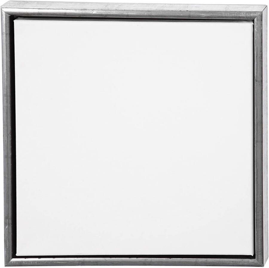 Merkloos 2x Canvas schilderdoeken met zilveren lijst 40 x 40 cm Schildersdoeken