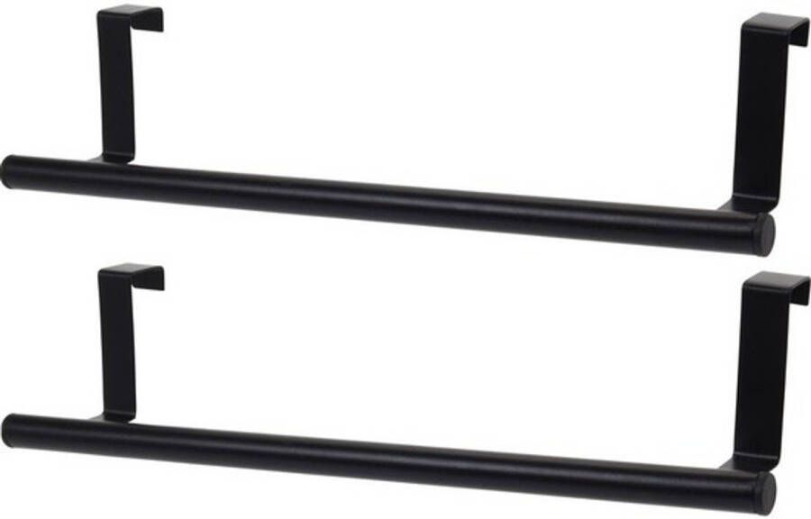 Merkloos 2x Deurhanger kapstokstangen zwart 37 cm Kapstokken
