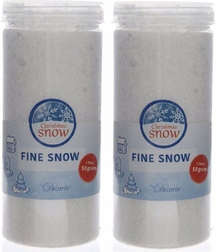 Merkloos 2x Fijne deco sneeuw voor de kerstboom 50 gram Decoratiesneeuw