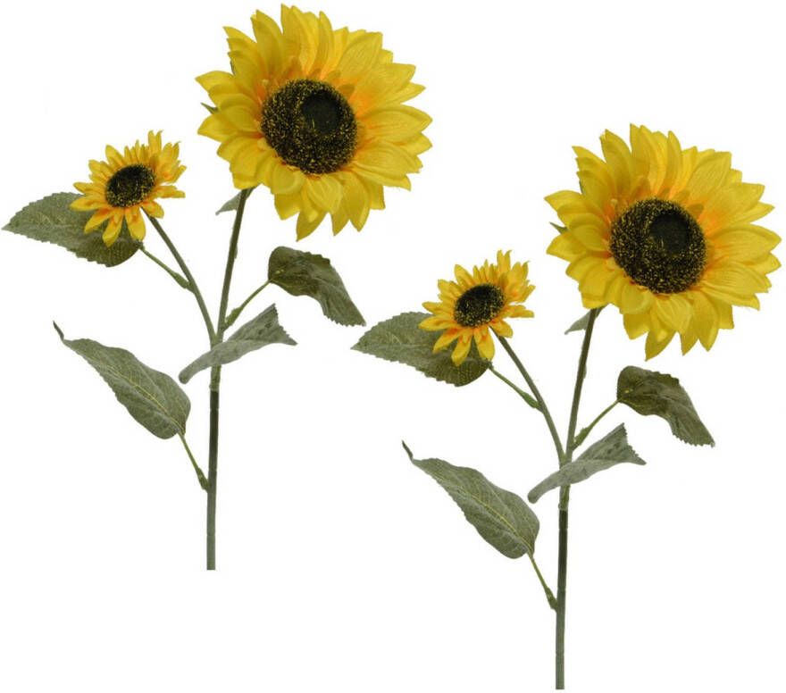 Merkloos 2x Gele zonnebloemen kunstbloemen kunsttakken 72 cm Kunstbloemen