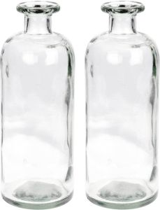 Merkloos 2x Glazen vaas vazen 1 25 liter van 10 x 30 cm Bloemenvazen Glazen vazen voor bloemen en takken Vazen