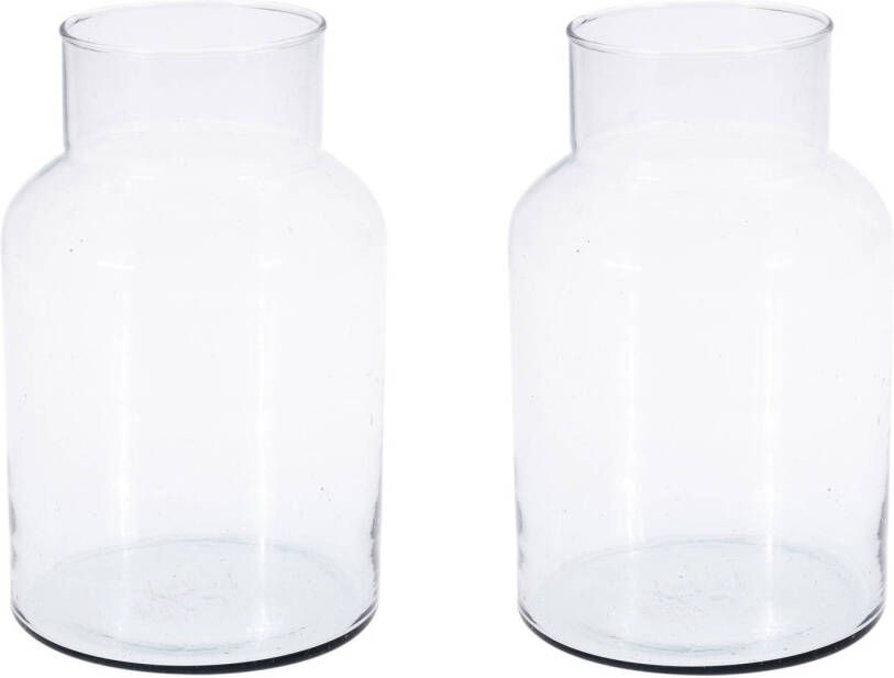 Merkloos 2x Glazen vaas vazen 5 liter van 14 x 26 cm Vazen