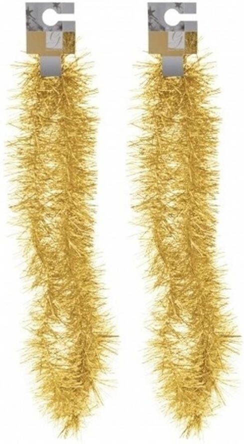 Merkloos 2x Gouden folieslingers fijn 180 cm Kerstslingers
