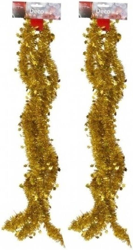 Merkloos 2x Gouden kerstboom slingers 270 cm Kerstslingers