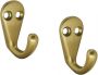 Merkloos 2x Luxe kapstokhaken jashaken kapstokhaakjes goudkleurig van hoogwaardig aluminium 3 x 4 1 cm Kapstokhaken - Thumbnail 2