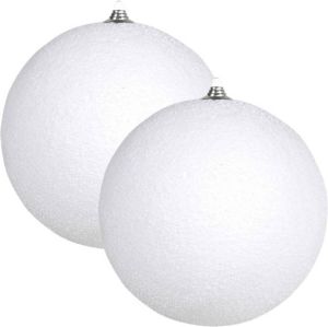 Merkloos 2x Grote Witte Sneeuwbal Kerstballen Decoratie 18 Cm Decoratiesneeuw