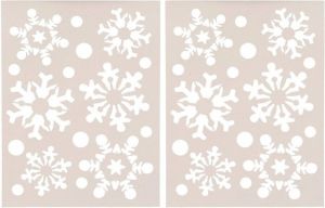 Merkloos 2x Kerst Raamsjablonen raamdecoratie Sneeuwvlokken Plaatje 30 Cm Kerst Raamsjablonen
