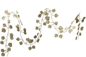 Merkloos 2x Kerstboom Guirlandes slingers Met Gouden Bladeren 200 Cm Guirlandes