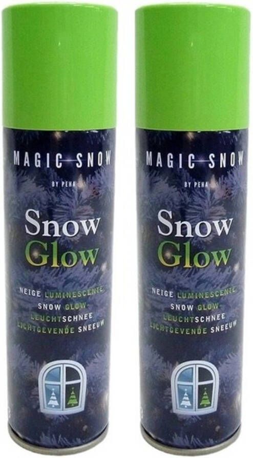 Merkloos 2x Kunst sneeuw glow in the dark 150 ml Decoratiesneeuw
