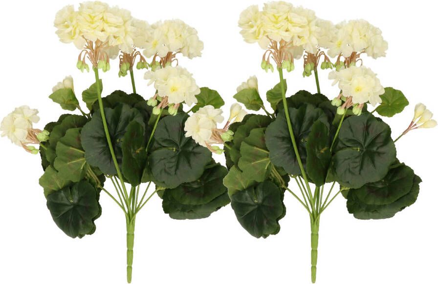 Merkloos 2x Kunstplanten geranium wit 30 cm Kunstplanten