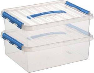 Sunware Q-Line opberg boxen opbergdozen 10 liter 38 x 30 x 12 cm kunststof A4 formaat opslagbox Opbergbak kunststof transparant blauw Opbergbox