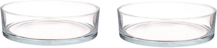 Merkloos 2x Lage schalen vazen transparant rond glas 8 x 29 cm cilindervormig glazen vazen woonaccessoires