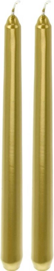 Merkloos 2x Lange kaarsen goud 25 cm Dinerkaarsen