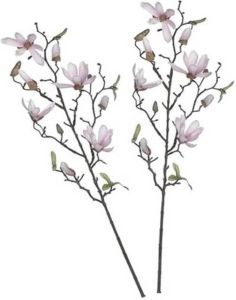 Shoppartners 2x Licht roze Magnolia beverboom kunsttakken kunstplanten 80 cm Kunstplanten kunsttakken Kunstbloemen boeketten Kunstplanten