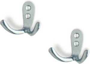 Merkloos 2x Luxe kapstokhaken jashaken aluminium 4.5 x 2.8 cm kapstok metalen kapstokhaakjes garderobe haakjes Kapstokhaken