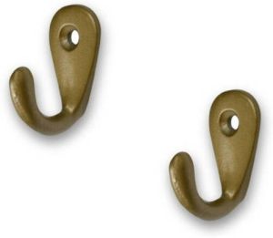 Merkloos 2x Luxe kapstokhaken jashaken mat goud hoogwaardig metaal 3.5 x 2.7 cm goudkleurige kapstokhaakjes garderobe haakjes Kapstokhaken