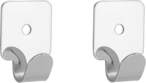 Merkloos 2x Luxe kapstokhaken jashaken met enkele haak hoogwaardig mat vernikkeld metaal 4.1 x 3.0 cm kapstokhaakjes Kapstokhaken