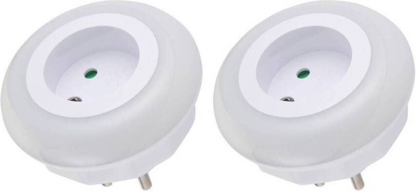 Merkloos 2x Nachtlampjes met LED sensor voor in stopcontact Nachtlampjes