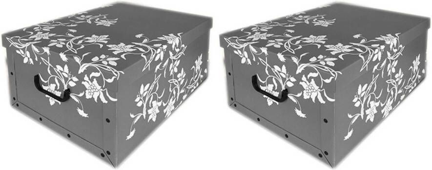 Merkloos 2x Opberg boxen grijs 52 x 38 cm Opbergbox