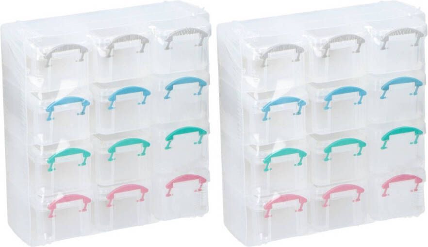 Merkloos 2x Hobbybox sorteerbox 12-vaks 20 x 22 cm Hobby opberger sorteerder Opbergbox