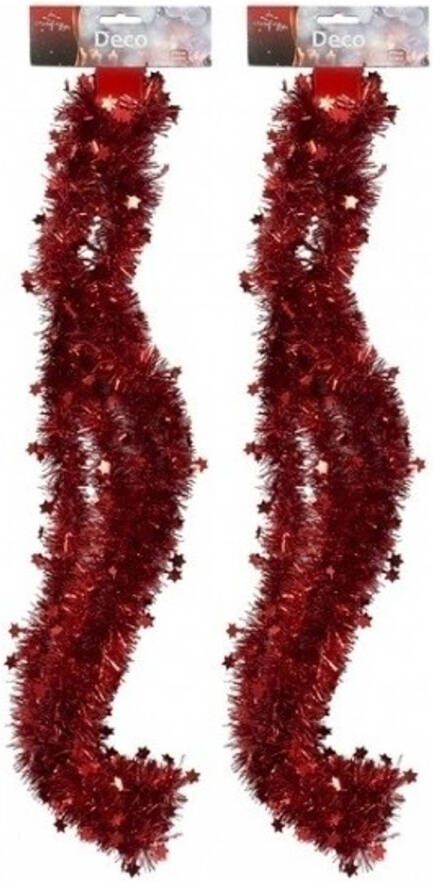 Merkloos 2x Rode kerstboom slingers 270 cm Kerstslingers