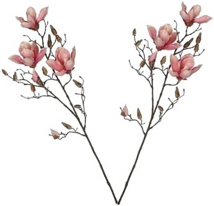 Merkloos 2x Roze Magnolia beverboom kunsttakken kunstplanten 90 cm Kunstplanten