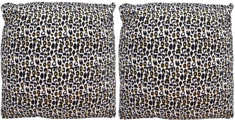 Merkloos 2x Sierkussentjes met cheetah print 45 cm Sierkussens