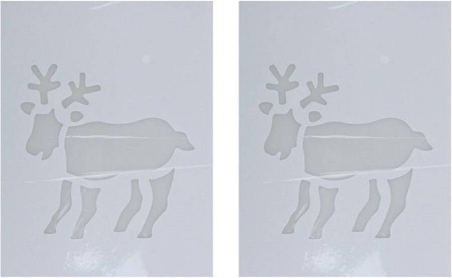Merkloos 2x Sneeuwspray kerst raamsjablonen rendier plaatjes 35 cm Kerst raamsjablonen