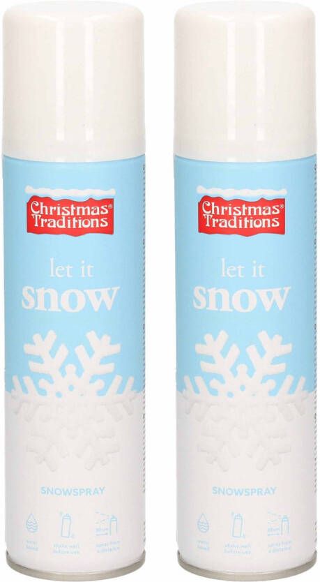 Merkloos 2x Sneeuwspray spuitsneeuw bussen 150 ml Decoratiesneeuw