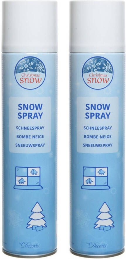 Merkloos 2x Sneeuwsprays sneeuw spuitbussen 300 ml Decoratiesneeuw