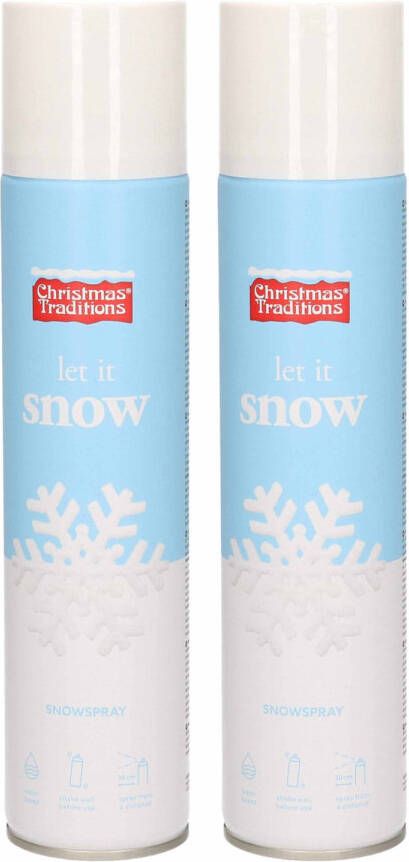 Merkloos 2x Sneeuwsprays sneeuw spuitbussen 300 ml Decoratiesneeuw