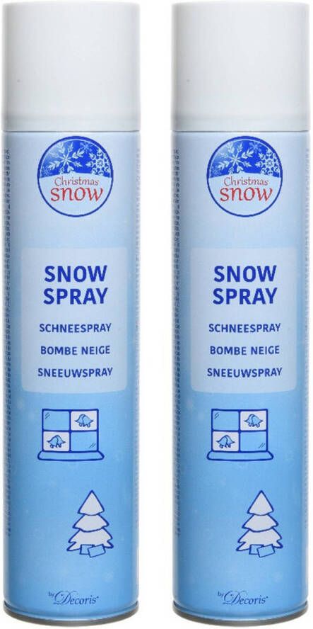 Merkloos 2x Sneeuwsprays sneeuw spuitbussen 400 ml Decoratiesneeuw