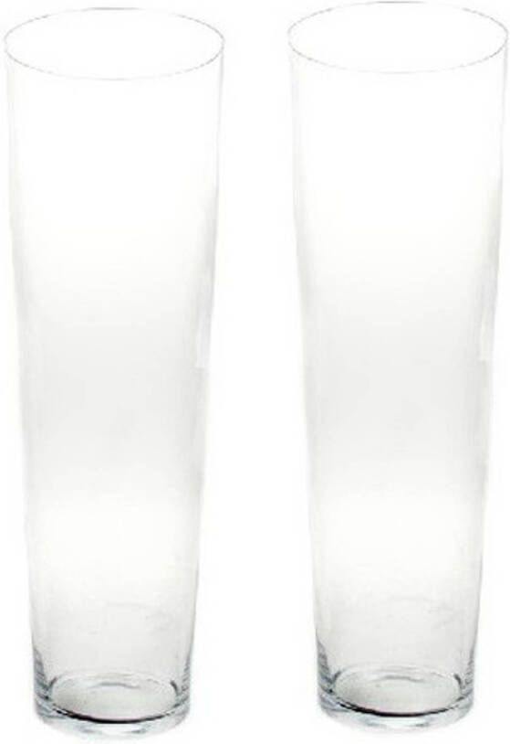 Merkloos 2x Conische vaas glas 60 cm Glazen bloemenvaas taps Decoratieve vazen 2 stuks Vazen