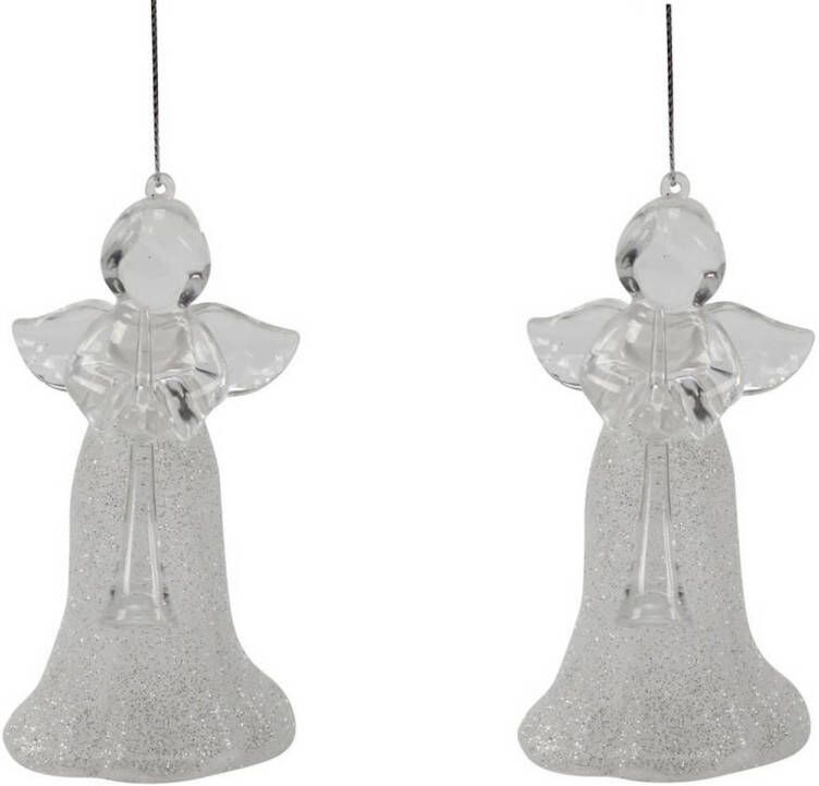 Merkloos 2x stuks acryl kersthangers engel 12 cm kerstornamenten Kersthangers