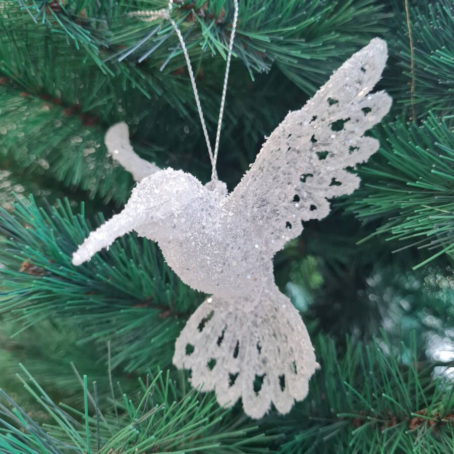 Merkloos 2x stuks acryl vogel kersthangers transparant 10 cm kerstornamenten Kersthangers