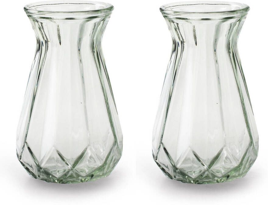 Merkloos 2x Stuks Bloemenvazen helder transparant glas H15 x D10 cm Vazen