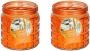 Merkloos 2x stuks citronella kaarsen tegen insecten in glazen pot 12 cm oranje- Anti-muggen insecten geurkaarsen - Thumbnail 1