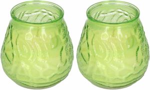 Merkloos 2x Stuks citrus geurkaars in glazen houder groen geurkaarsen