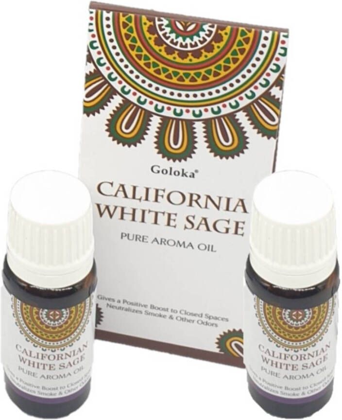 Merkloos 2x stuks geurolie Witte Salie 10 ml flesje Smudgen Aromaolie parfumolie voor in geurbranders Huisparfum- Aromatische olien geurolie